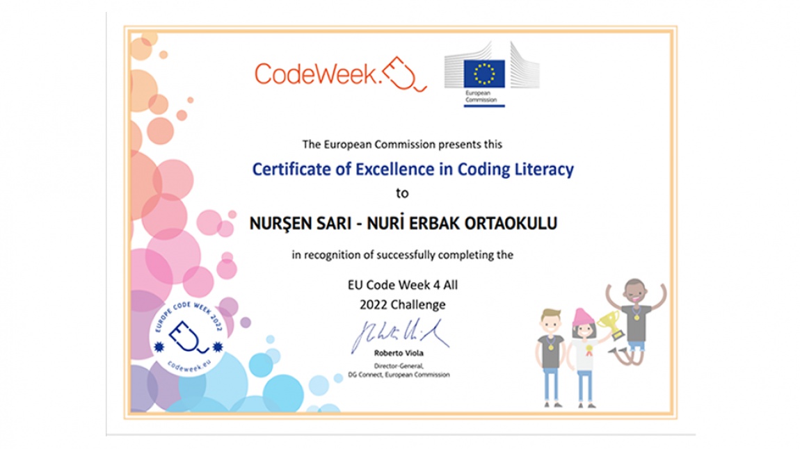 Codeweek (Avrupa Kod Haftası) Mükemmellik Sertifikası